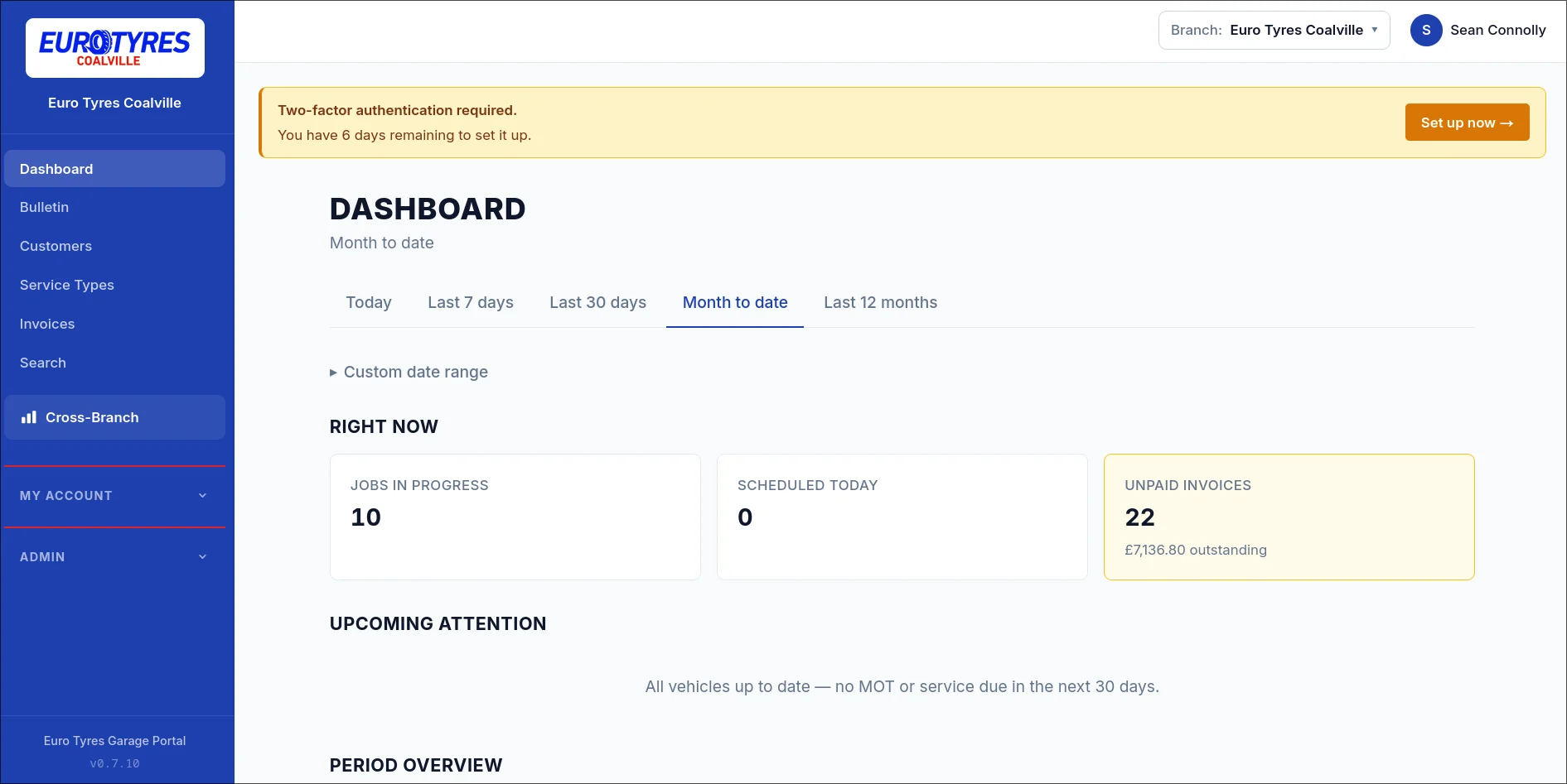 Snapshot of a custom Laravel application.